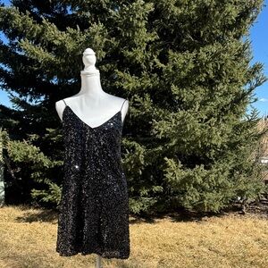 Lulu's Sparkling Black Sequin Mini Dress